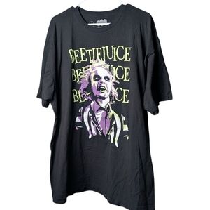 Beetlejuice Black Graphic Men's Short Sleeve T-Shirt Purple Green White EUC